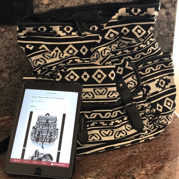 Empyre Black and White Canvas Backpack